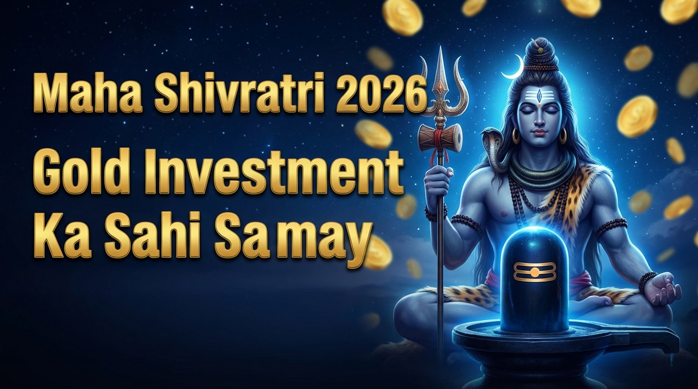 “Maha Shivratri 2026 featured image with Lord Shiva, Shivling and gold coins symbolizing shubh muhurat and gold investment guide”