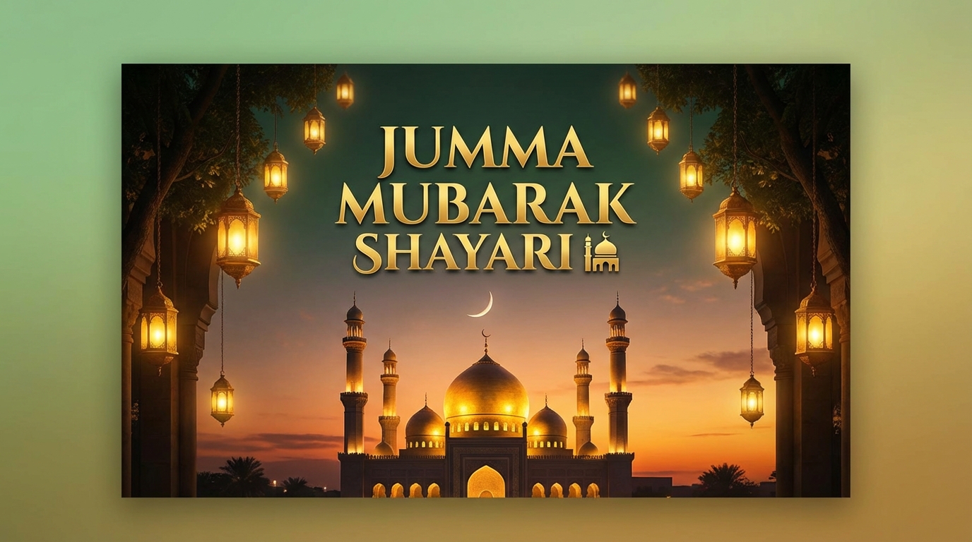 Jumma Mubarak Shayari in Hindi mosque crescent moon islamic friday blessing featured image